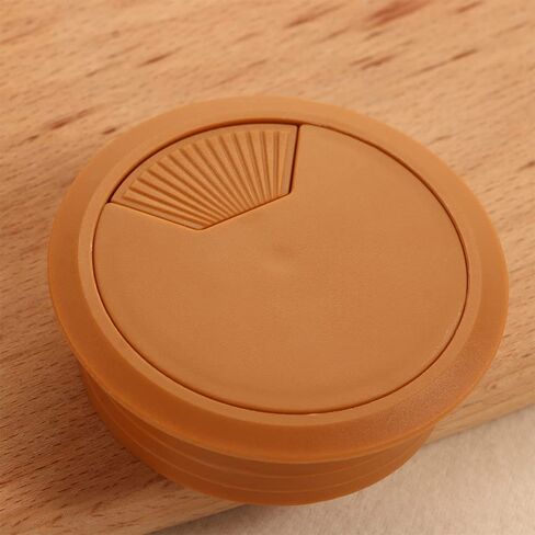 60mm Plastic Cable Hole Cover for Computer Desk, Round Wire Tidy Grommet Cable Organizer, 1-Pack(Light Brown 1Pcs) in Kuwait