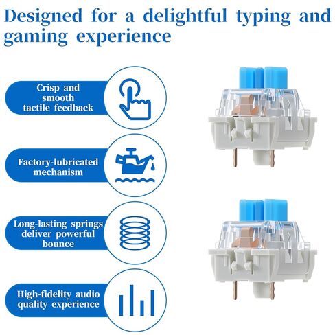 110 PCS Mechanical Keyboard Switches Keyboard Clickers Blue Key Clicker 3 Pin Keyboards Replacement Keys for Most Gaming Keyboards in Kuwait
