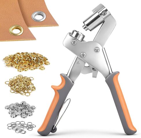 Grommet Tool Kit with 120 Sets 3/8 Inch 10mm Grommets Grommets Pucher Gold/Silver with Hole Punch and Eyelets, Eyelet Pliers Kit for Tarps, Tents, Canvas, Vinyl & Leather Crafting in Kuwait