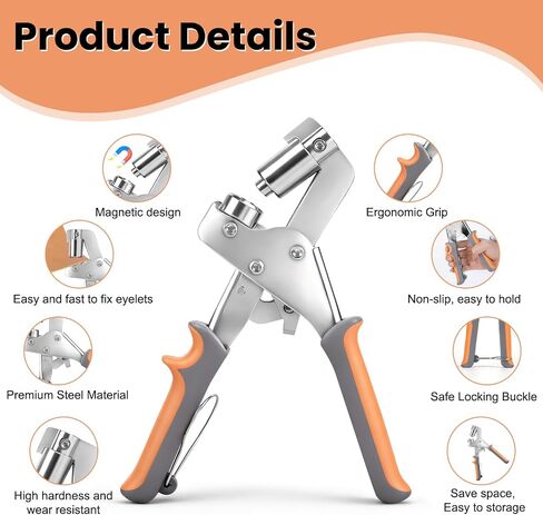 Grommet Tool Kit with 120 Sets 3/8 Inch 10mm Grommets Grommets Pucher Gold/Silver with Hole Punch and Eyelets, Eyelet Pliers Kit for Tarps, Tents, Canvas, Vinyl & Leather Crafting in Kuwait