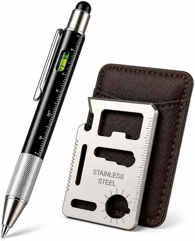 12 في 1 أداة القلم والفولاذ المقاوم للصدأ EDC المحفظة مجموعة هدايا مجموعة هدية | Multitool Duo Everyday Carry Gadget للرجال والنساء (حزمة) in Kuwait