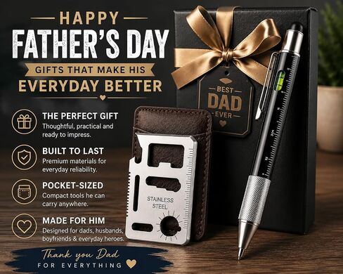 12 في 1 أداة القلم والفولاذ المقاوم للصدأ EDC المحفظة مجموعة هدايا مجموعة هدية | Multitool Duo Everyday Carry Gadget للرجال والنساء (حزمة) in Kuwait