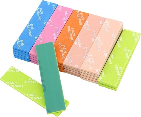 30pcs 3mm Sanding Sponge 5 Different Grit 8x2cm/3.15x0.78in for Plastic Models, Waterproof Wet Dry Sanding Block Assortment Washable Reusable Sandpaper Pads (400,600,800,1000,1200,1500 Grit) in Kuwait