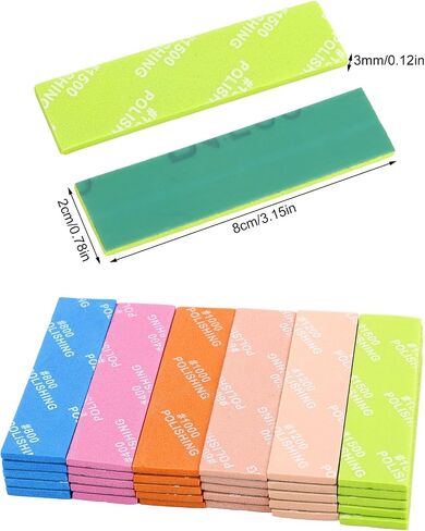 30pcs 3mm Sanding Sponge 5 Different Grit 8x2cm/3.15x0.78in for Plastic Models, Waterproof Wet Dry Sanding Block Assortment Washable Reusable Sandpaper Pads (400,600,800,1000,1200,1500 Grit) in Kuwait