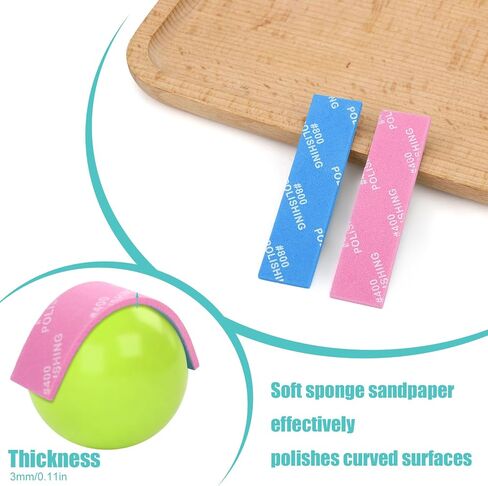 30pcs 3mm Sanding Sponge 5 Different Grit 8x2cm/3.15x0.78in for Plastic Models, Waterproof Wet Dry Sanding Block Assortment Washable Reusable Sandpaper Pads (400,600,800,1000,1200,1500 Grit) in Kuwait