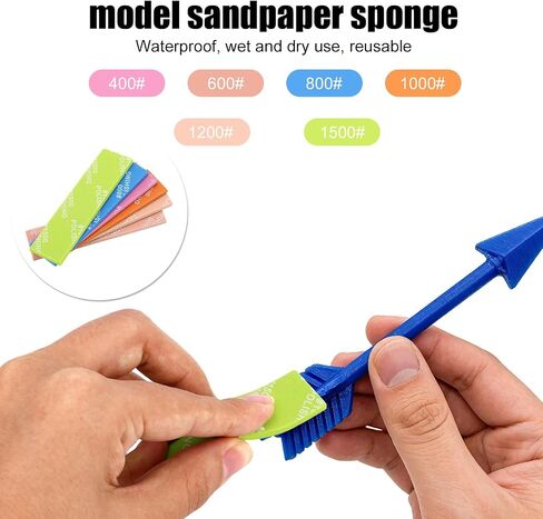 30pcs 3mm Sanding Sponge 5 Different Grit 8x2cm/3.15x0.78in for Plastic Models, Waterproof Wet Dry Sanding Block Assortment Washable Reusable Sandpaper Pads (400,600,800,1000,1200,1500 Grit) in Kuwait