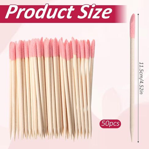 Sanding Sticks for Wood, 50 PCS Wooden Cuticle Pusher Sticks Cuticle-Sticks for Nails Double-Ended Sanding Stick Manicure Fine Detailing Tools Detail Polishing Stick for Manicure Pedicure Home Salon in Kuwait