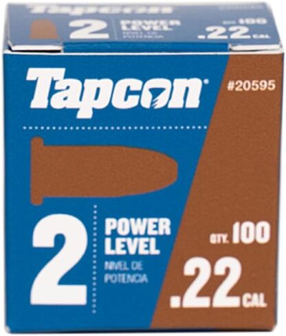 Tapcon .22 أحمال مسحوق عيار، 100 قطعة، مستوى الطاقة 4، أصفر، للتركيبات المجمعة الصلبة، صنع في الولايات المتحدة الأمريكية، متوافق مع أدوات تشغيل مسحوق الطلقة الواحدة Tapcon T22، TP22، وHS22 in Kuwait