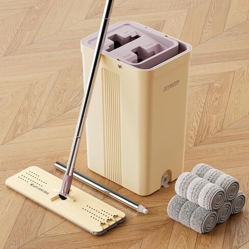 JOYMOOP Mop and Bucket Set with Extension Handle, Ideal for Household and Commercial Cleaning – Includes 5 Washable Microfiber Pads for Wet and Dry Use, Perfect for Floors, Windows, and Walls in Kuwait