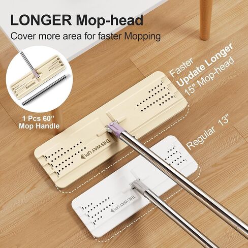 JOYMOOP Mop and Bucket Set with Extension Handle, Ideal for Household and Commercial Cleaning – Includes 5 Washable Microfiber Pads for Wet and Dry Use, Perfect for Floors, Windows, and Walls in Kuwait