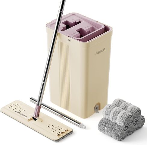 JOYMOOP Mop and Bucket Set with Extension Handle, Ideal for Household and Commercial Cleaning – Includes 5 Washable Microfiber Pads for Wet and Dry Use, Perfect for Floors, Windows, and Walls in Kuwait