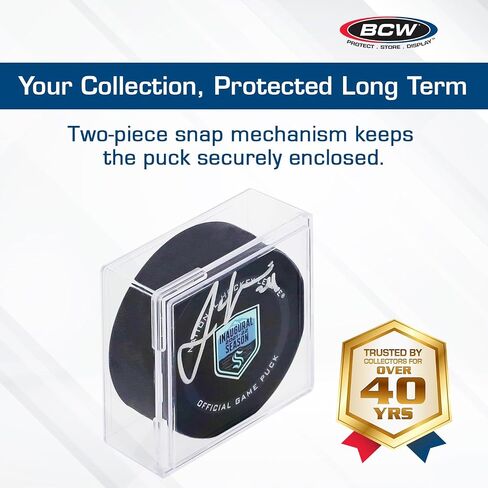 BCW Hockey Puck Display Case – Crystal Clear Stackable Puck Holder with 2-Piece Snap Design | Regulation Hockey Puck Case Display - 12ct in Kuwait