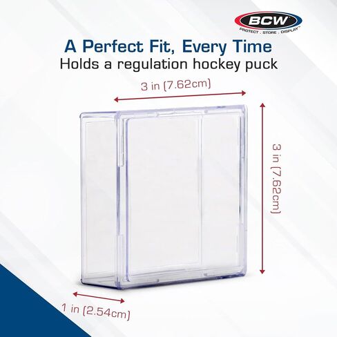 BCW Hockey Puck Display Case – Crystal Clear Stackable Puck Holder with 2-Piece Snap Design | Regulation Hockey Puck Case Display - 12ct in Kuwait