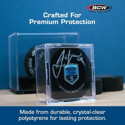 BCW Hockey Puck Display Case – Crystal Clear Stackable Puck Holder with 2-Piece Snap Design | Regulation Hockey Puck Case Display - 12ct in Kuwait