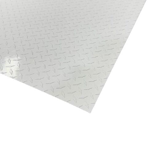 White Aluminum Diamond Plate Sheet, 24 in x 96 in x .025 Inch Thick (1/40th), Metal Guard Panel for Garages, Trailers, RVs, Homes, Rock and Stone Protection, Wainscotting in Kuwait