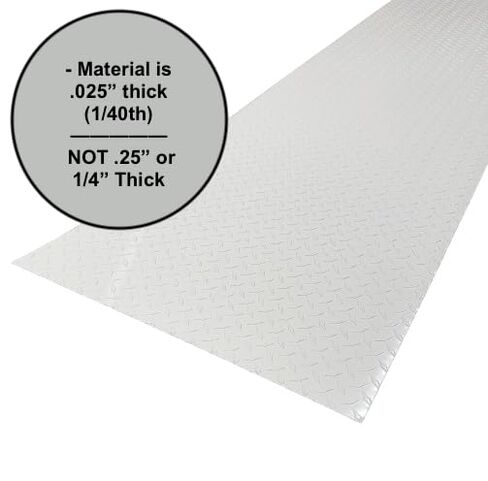 White Aluminum Diamond Plate Sheet, 24 in x 96 in x .025 Inch Thick (1/40th), Metal Guard Panel for Garages, Trailers, RVs, Homes, Rock and Stone Protection, Wainscotting in Kuwait