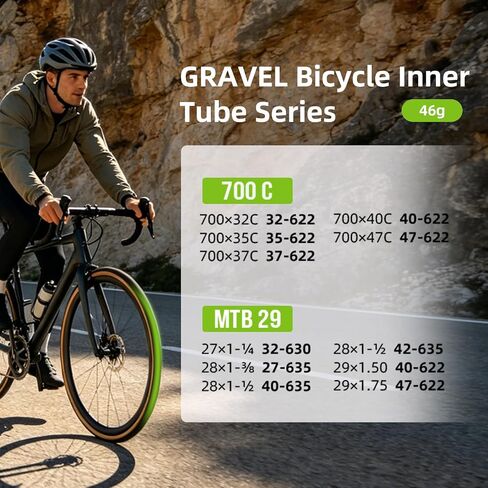 1-Pack TPU Inner Tubes 700C x 32-47C/ MTB29 inch x 1.5/1.7 Ultra-Light 46g Bike Tube with 45mm Presta Valve for All Road Bike MTB Gravel Bicycle Tire(Include Bike Tube Patch Repair Kit) in Kuwait
