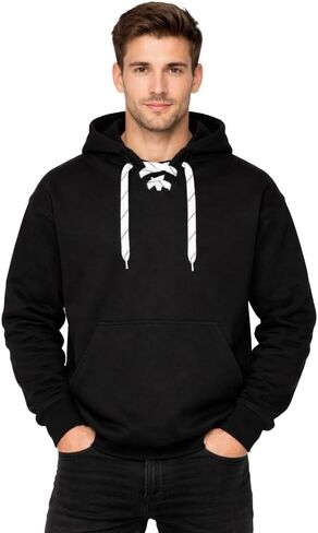 VOS Sports Unisex Hockey Lace-Up Pullover Hoodie Sweatshirt, US X-Small-3XL, Black in Kuwait