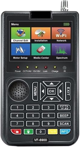 جهاز قياس الأقمار الصناعية الرقمي VF-6900 عالي الدقة DVB-S/DVB S2/مقياس قياس 3.5 بوصة TFT LCD لأجهزة استقبال القنوات الفضائية ST-5150(VF-6900 مع CCTV) in Kuwait