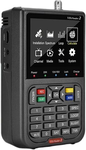 جهاز البحث عن إشارة الأقمار الصناعية DVB-S2X/S2/S V8 Finder2 Meter 1080P HD 3.5 بوصة شاشة عرض H.264 مستقبل تلفزيون رقمي (مع حقيبة وشحن) in Kuwait