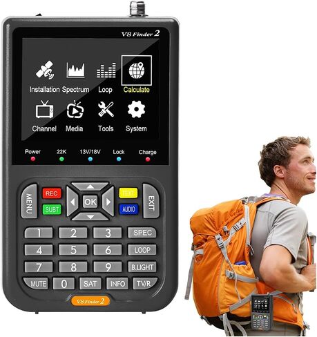 مقياس إشارة الأقمار الصناعية الرقمية ترقية التلفزيون DVB-S/S2/S2X استقبال كاشف الأقمار الصناعية 4000mAh سعة كبيرة مكتشف إشارة الأقمار الصناعية in Kuwait