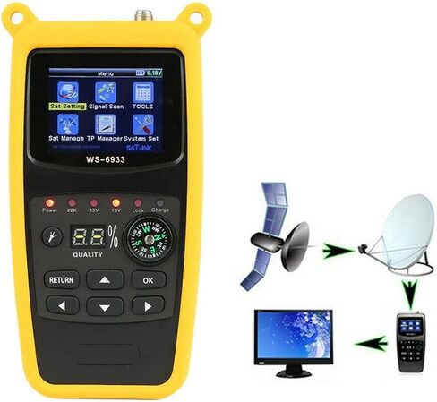 DVB-S2 FTA C&KU جهاز قياس القمر الصناعي الرقمي 2.1 بوصة شاشة LCD غطاء سيليكون وبطارية ليثيوم WS 6933 in Kuwait