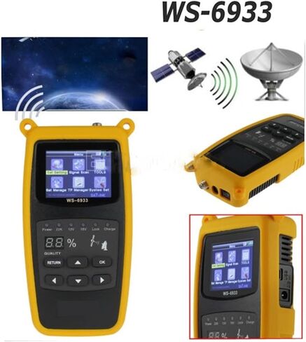 DVB-S2 FTA C&KU جهاز قياس القمر الصناعي الرقمي 2.1 بوصة شاشة LCD غطاء سيليكون وبطارية ليثيوم WS 6933 in Kuwait