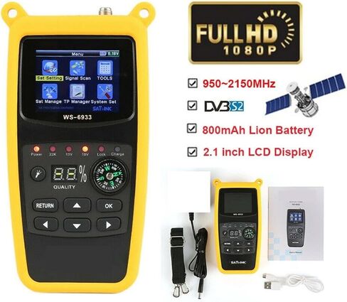 DVB-S2 FTA C&KU جهاز قياس القمر الصناعي الرقمي 2.1 بوصة شاشة LCD غطاء سيليكون وبطارية ليثيوم WS 6933 in Kuwait