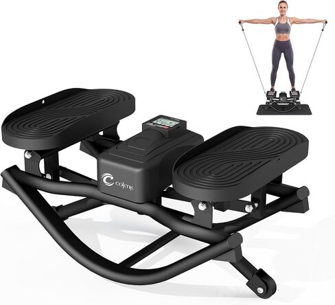 COKTIK Rock Stepper، خطوات جانبية للتمرين في المنزل | سعة وزن 350 رطل، معدات تمرين هزازة محمولة لتقليل الضوضاء مع أشرطة مقاومة وحصيرة مضادة للانزلاق in Kuwait