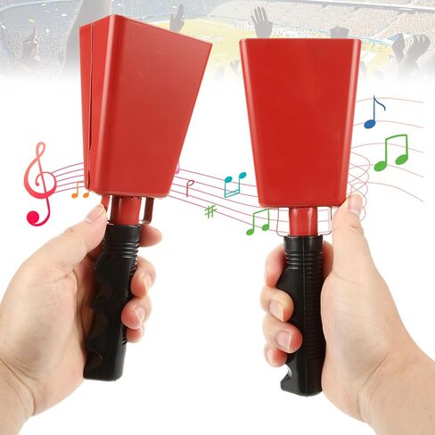 CertBuy Cowbell مع مقبض، 6 عبوات من أجراس البقر الحمراء الكبيرة مقاس 9 بوصة لألعاب كرة القدم، وصانعي الضوضاء الصلبة المصنوعة من الفولاذ المقاوم للصدأ وأدوات الإيقاع للأحداث الرياضية، والمدرسة، والهتاف in Kuwait