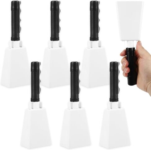 CertBuy Cowbell مع مقبض، 6 عبوات من أجراس البقر الحمراء الكبيرة مقاس 9 بوصة لألعاب كرة القدم، وصانعي الضوضاء الصلبة المصنوعة من الفولاذ المقاوم للصدأ وأدوات الإيقاع للأحداث الرياضية، والمدرسة، والهتاف in Kuwait