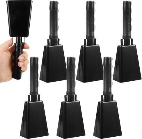 CertBuy Cowbell مع مقبض، 6 عبوات من أجراس البقر الحمراء الكبيرة مقاس 9 بوصة لألعاب كرة القدم، وصانعي الضوضاء الصلبة المصنوعة من الفولاذ المقاوم للصدأ وأدوات الإيقاع للأحداث الرياضية، والمدرسة، والهتاف in Kuwait
