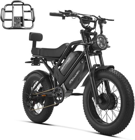 دراجة كهربائية بمحرك مزدوج HAPPYRUN G70 Pro بقدرة 5000 وات للبالغين، بطارية قابلة للإزالة 33 أمبير في الساعة، دراجة إلكترونية بإطار سميك 20 بوصة لجميع التضاريس، 85+ ميل، فرامل قرص هيدروليكي، للطرق الوعرة والتنقل in Kuwait