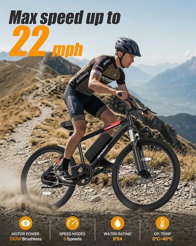 NAVIC Electric Bike for Adults, 350W Brushless Motor 26 Inch Ebike, 48V 5.2Ah Removable Battery Power for 16 Miles Range, 20 MPH Top Speed, 3 Riding Modes Front Suspension Commuter E Bicycle in Kuwait
