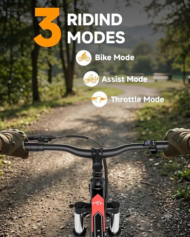 NAVIC Electric Bike for Adults, 350W Brushless Motor 26 Inch Ebike, 48V 5.2Ah Removable Battery Power for 16 Miles Range, 20 MPH Top Speed, 3 Riding Modes Front Suspension Commuter E Bicycle in Kuwait