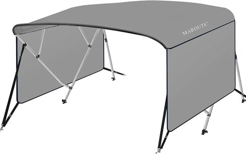 4 Bow Bimini Top for Boats 8ft Long, Boat Canopy with 1" Aluminum Frame, Zippered Curtains, Gray (8' L x 54" H x 91"-96" W) in Kuwait