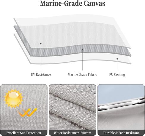 4 Bow Bimini Top for Boats 8ft Long, Boat Canopy with 1" Aluminum Frame, Zippered Curtains, Gray (8' L x 54" H x 91"-96" W) in Kuwait