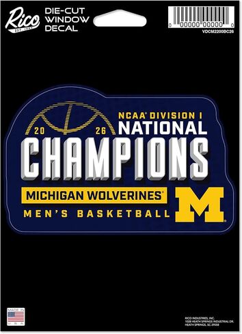 ملصق من الفينيل مقطوع بالقالب من Rico Industries NCAA Michigan Wolverines 2026 للرجال في كرة السلة الوطنية مقاس 5 × 7 بوصة - ملحقات السيارة/الشاحنة/المنزل in Kuwait
