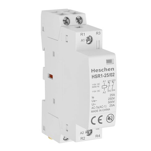Heschen Modular Household AC Contactor HSR1-25/02 25A AC/DC 110V Coil 2 Pole 2NC Two Normally Closed 35mm DIN Rail Mount for Circuit Control in Kuwait
