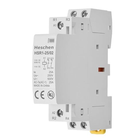 Heschen Modular Household AC Contactor HSR1-25/02 25A AC/DC 110V Coil 2 Pole 2NC Two Normally Closed 35mm DIN Rail Mount for Circuit Control in Kuwait