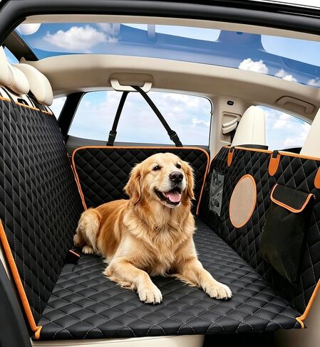 Back Seat Extender, Car Dog Seat with Hard Bottom Holds 420lbs, Thick & Durable Waterproof Pet Hammock Protector for Car, SUV,Truck(Black) in Saudi Arabia
