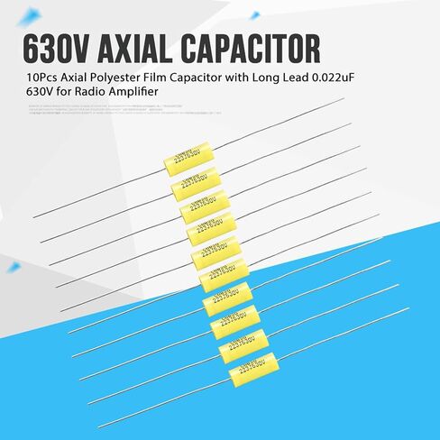 20 Pack Electrolytic Capacitors Industrial Electrical Capacitors Axial Polyester Filmcapacitor Kit with Longleads 0.022uF 630V for Radio Amplifier in Kuwait