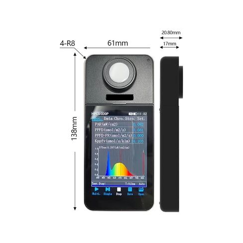 مقياس الطيف المحمول HPCS-330P، محلل طيف الضوء اللاسلكي عالي الدقة 350-800 نانومتر، مقياس PAR PPFD مع برامج الكمبيوتر حساسية عالية، خطأ منخفض in Kuwait