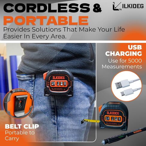 4-in-1 Digital Laser Tape Measure - Multitool Pen, 196ft Laser Measuring Tool, 16ft Measuring Tape, Crosshair Line Laser Level, Area/Volume/Pythagorean, Woodworking Tools, DIY, Ft/Ft+in/in/M Unit, edc in Saudi Arabia