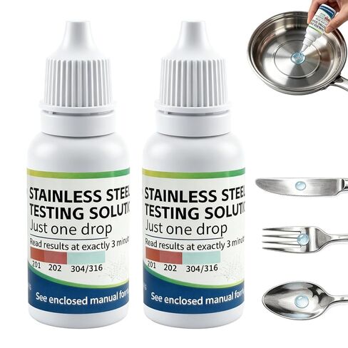 2PCS Stainless Steel Test Liquid, Quick Identifier Liquid for 201, 301, 304, 15ml Detection Reagent for Stainless Steel Tableware, Utensils in Kuwait