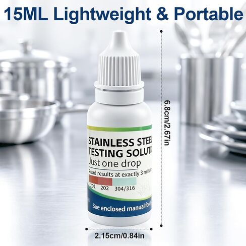 2PCS Stainless Steel Test Liquid, Quick Identifier Liquid for 201, 301, 304, 15ml Detection Reagent for Stainless Steel Tableware, Utensils in Kuwait