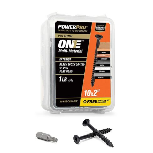 Power Pro ONE Flat Exterior Black Multi-Material Screw (#10 x 2) - 95 pc in Kuwait