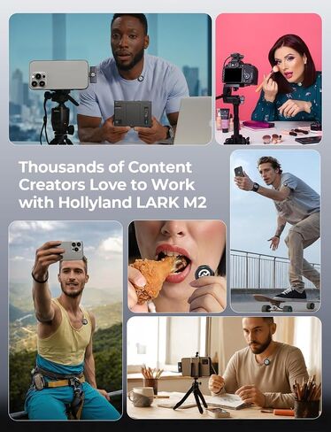 نظام ميكروفون Hollyland Lark M2 Duo اللاسلكي كومبو لشخصين (2.4 جيجا هرتز، شاين فحمي) لآيفون/الكاميرا/أندرويد/الكمبيوتر الشخصي (2TX + 3RX + حقيبة شحن) in Kuwait
