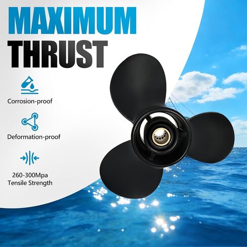 Max Motosports Boat Propeller for Mercury Mariner Outboard 25 30 35 40 45 50 55 60 70 HP Replace# 48-816704A45 10.5 x 13 Pitch 10-1/2x13 RH in Kuwait
