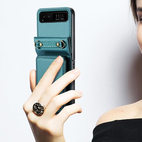 ل Motorola Razr 2023 علبة مع حامل البطاقة [Crossbody & Hand Strap] Classic Retro Pu Leather Flip Cover Slot Slot Magnetic Cloture Women Men Flip Progresction for Moto Razr 2023 Red in Kuwait